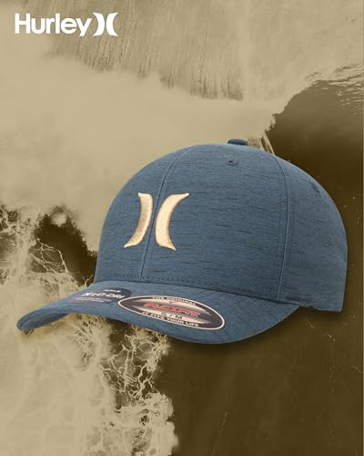 Image of Hurley Mens Baseball Cap - Moisture Wicking Curved Brim Flexfit Fitted Hats for Men with H2O-Dri Sweatband (Sizes: S-XL)