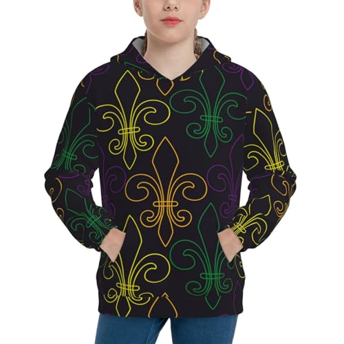 Mardi Gras Carnival Kids Pullover Hoodies Boys Sweatshirts Girls Athletic Clothes with Pocket