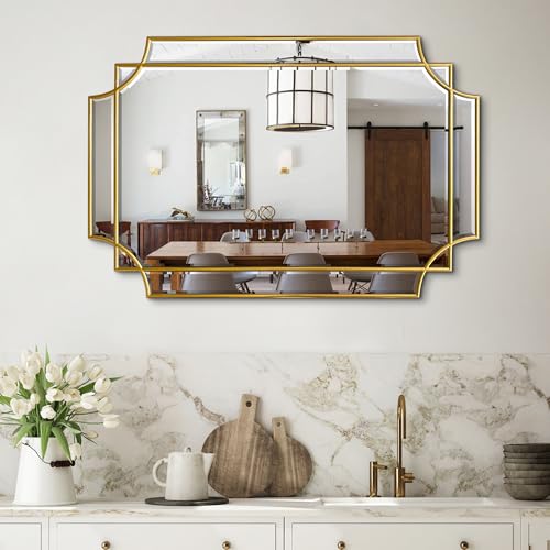 womilous Gold Beveled Mirror, 20'x30' Bathroom Vanity...
