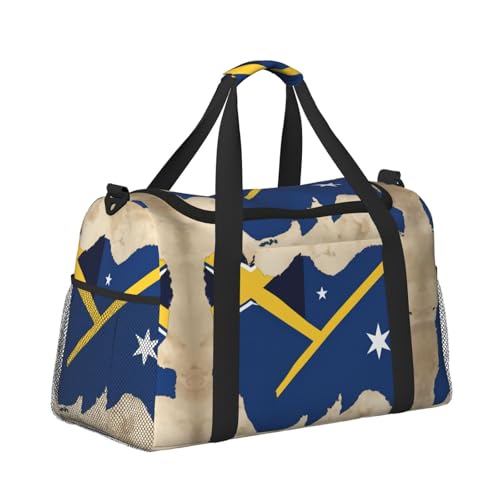 Solomon Islands flag map01 print Travel Duffle Bag Gym Bag for Women,Puffer Tote Bag,Weekender Overnight Bag Organizer3