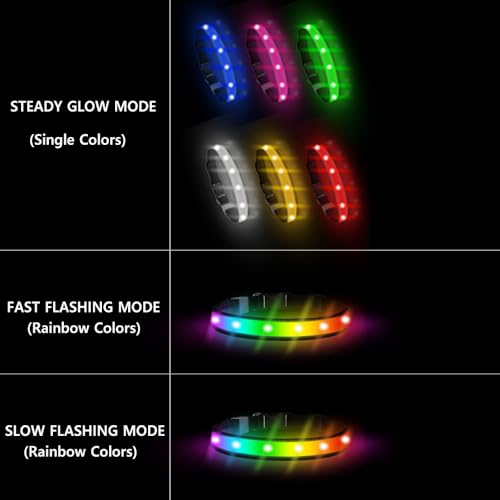 TRIPOLACO Light Up Dog Collar - Multicolor LED Dog Collar with 3 Glow Modes, Rechargeable Glow in The Dark Dog Collars for Small, Medium & Large Dogs, 1000 Ft Visibility, IPX7 Waterproof (Black, M) by TRIPOLACO - Image 6