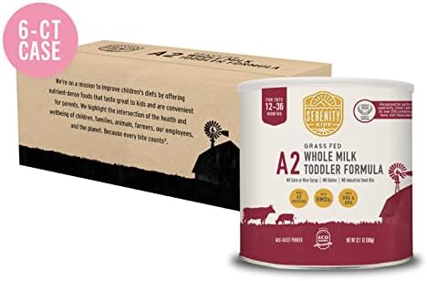 Serenity Kids 12+ Months A2 Toddler Formula - 12.7 Oz, 6-Pack - Organic Milk Powder - Baby & Toddler Formula - Easier-to-Digest A2 Organic Protein Powder for Kids - Prebiotics & HMOs for Baby Food