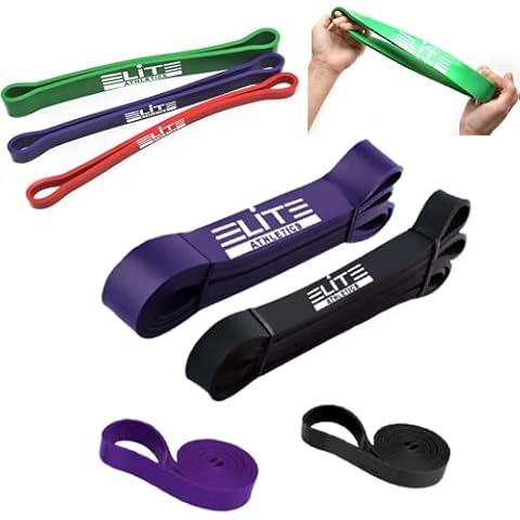 Heavy Thick Resistance Bands Set of 3, Plus Purple and Black Pull Up Assist Bands. Deadlift Band, Glute Activation, Booty Exercise, Hip Band and Dynamic Warm Up Bands Cover