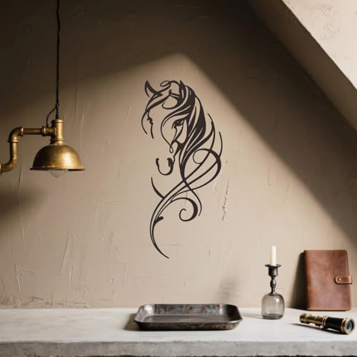 JBCHUCI Metal Horse Wall Art Decor - Western Equestrian Line Art & Dynamic Metal Wall Sculptures, Horse Wall Decor for Home Bedroom, Bathroom, Living Room (15.7x 7.2 Inch) — view 3