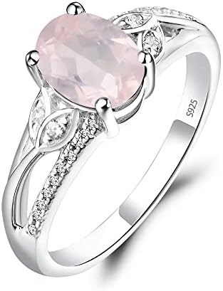 925 Sterling Silver Oval Shaped 8X6 MM Gemstone Ring Leaf Engagement Ring for Women Jewelry
