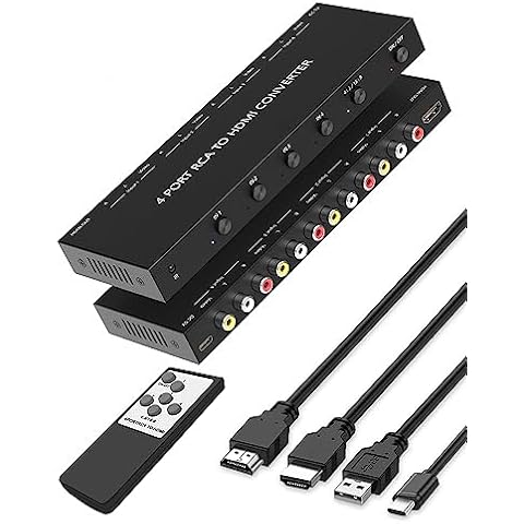 OseTub 4 Port RCA to HDMI Converter with UPGRADE TECHNOLOGY Cover