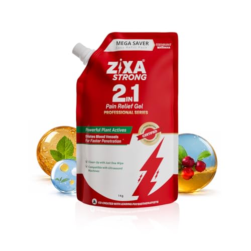 Image of Strong 2 in 1 Pain Relief Ultrasound Gel | Only for Physiotherapists | India's 1st Therapeutic medium + Analgesic Gel | Diclofenac-Free | Enhanced Phonophoresis | Menthol, Camphor & Wintergreen | 1Kg (Pack of 1) (Professional Series)