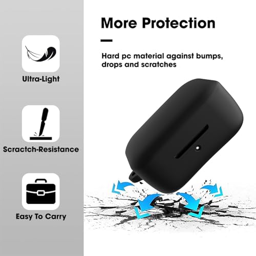 Image of Sounce Earphone Case Cover for Boat Airdopes 800 TWS Soft Silicone Skin Case Cover Shock Absorbing Protective Case with Keychain [Front LED Visible] - Black