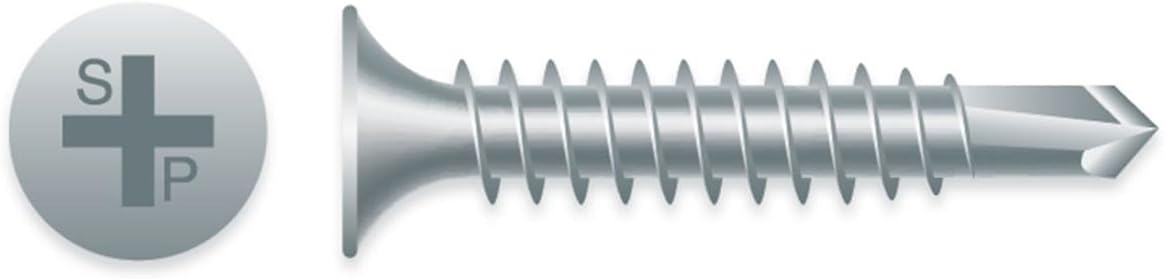 (8000) 6-20 x 1-1/4 Phillips Bugle Head Zinc Plated Steel Self Drilling / Tapping TEK 2 Screw #137886