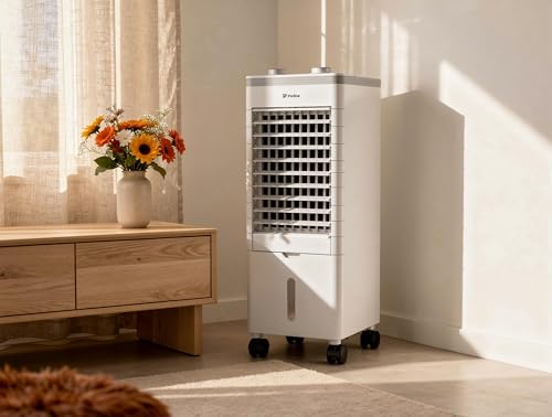 PUR LINE Climatizador Evaporativo RAFY 35 Compacto con Lamas Abatibles, Aire Acondicionado Portátil sin Tubo de Bajo Consumo, Enfriador de Aire Silencioso con Función Ventilador y Humidificador