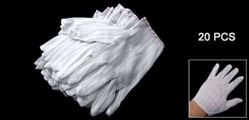 Sourcingmap 20 PCS Stripe Electric Working Anti Static Gloves White - Image 3