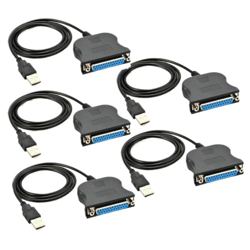 BOXUWFO HONGP 5/10PCS USB to 25-pin DB25 Female 1284 Parallel Printer Adapter Print Converter Cable Parallel Interface Communication(5 PCS)