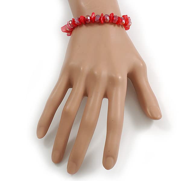 Collar de cristal rojo y pulsera flexible el regalo perfecto de joyería 6