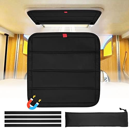 funomo Magnetic RV Window Shade, 16 ¼" (L) x 16 ¼-" (W), Foldable Magnet RV Blackout Ventilation Cover, UV Rays Protection Camper Trailer Fan Vent Cover, Waterproof Thickened Oxford Fabric (Black)