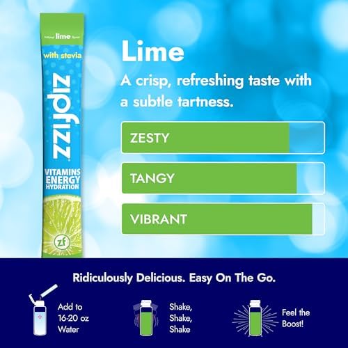 Amazon.com : Zipfizz Stevia Energy Drink Powder, Lime, 10 Pack – 3
