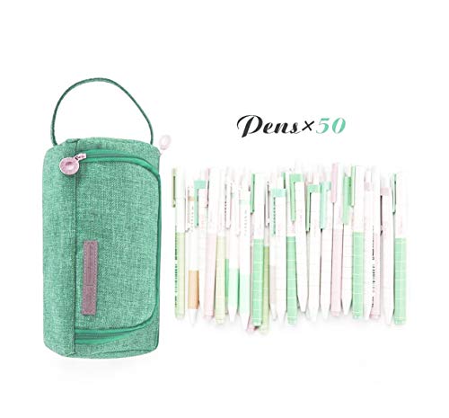 Pennenetui, etui voor tienermeisjes, 3 vakken, grote capaciteit briefpapier Pouch pennen etui mapje meisje tiener (groen… - Afbeelding 5