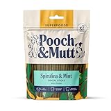 Pooch & Mutt - Superfood Dental Sticks für Hunde, Dental Sticks mit Spirulina- und Minzegeschmack für Hunde, 1 Packung mit 7 Sticks