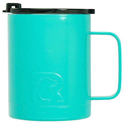 RTIC Coffee Mug, 12 oz, Teal, Insulated Travel Stainless Steel, Hot Or Cold Drinks, with Handle & Splash Proof Lid