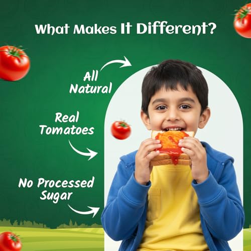 Image of THE LITTLE FARM CO Healthy Jaggery Tomato Ketchup (220g) | No Added Preservatives, No Refined Sugar & No Chemicals | Sweet & Tangy Tomato Sauce Made with Fresh & Natural Ingredients