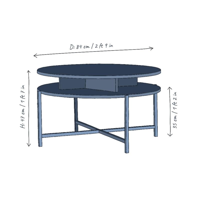 Image of FURLENCO Engineered Wood FOMO Nested Center Table with 4 Pouffs in Mushroom Beige, Space-Efficient Table Set for Living Room (Smoked Walnut - Small)