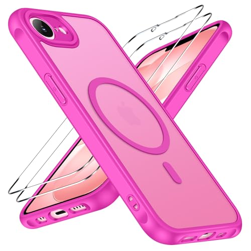Coque iPhone 17e et 16e ivoler Rose Foncé compatible Magsafe avec 2 verres trempés
