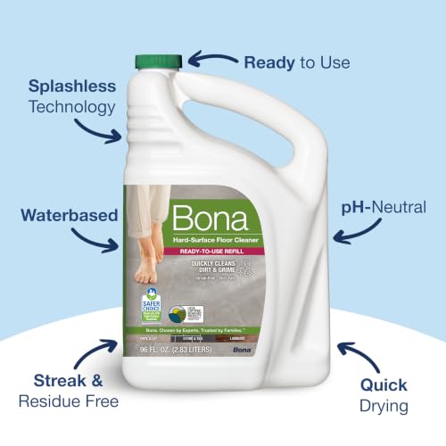 Image of Bona Multi-Surface Floor Cleaner Refill - 96 fl oz - Unscented - Refill Spray Mops and Spray Bottles - Residue-Free Floor Cleaning Solution for Stone, Tile, Laminate, and Vinyl Floors