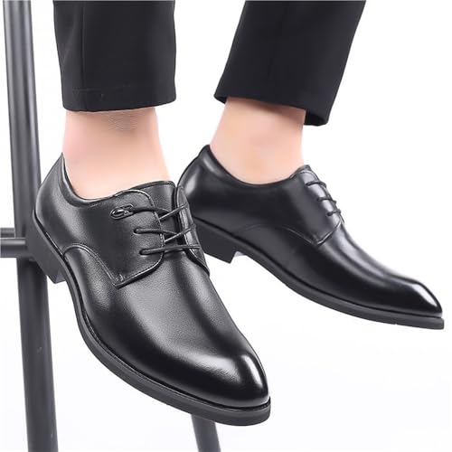Men's Wide Width Genuine Leather Oxford Dress Shoes Pointed Toe Business Formal Wedding Groom Trendy Black3
