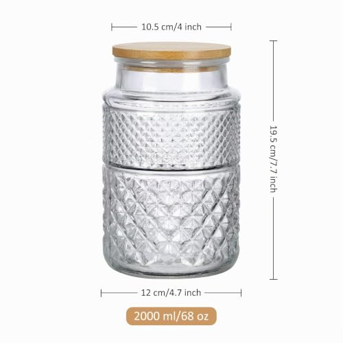 Tarro de galletas hermético Joeyan de 2L en vidrio con tapa de bambú para despensa pack de 2 8
