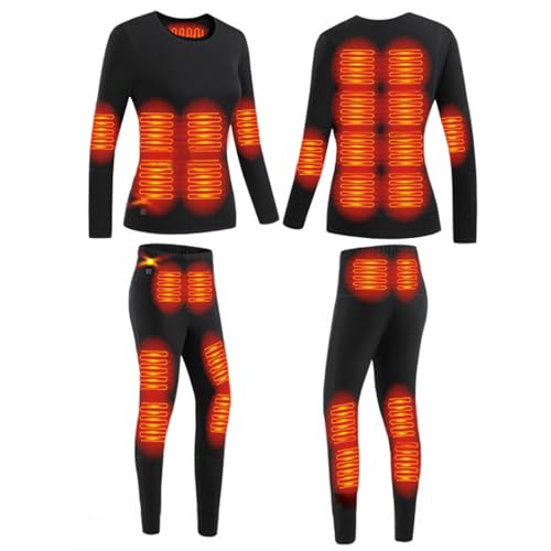 28-Zone Heated Underwear Set for Men Women, Outdoor Cycling USB Heating Thermal Underwear Baselayer Shirts & Pants