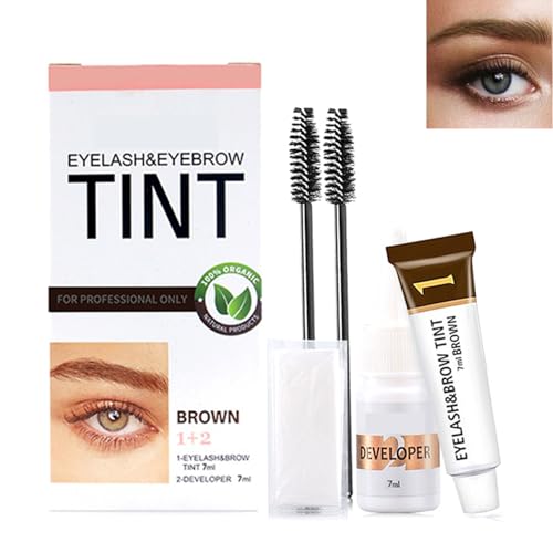 2-in-1 Eyebrow & Eyelash Tint Kit, Lash and Brow Dye Set for Salon or DIY Use, Long-Lasting Brown Eyebrow Tint & Lash Tint with Tools, Natural Look, Easy Application, Waterproof Finish