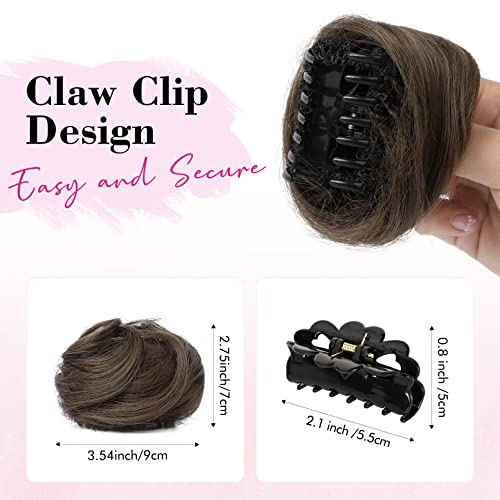 REECHO 2 PCS Mini Claw Clip in Messy & Cat Ears Hair Bun Extensions Wig Accessory Updo Hairpieces for Women Girls (Pack of 2-3.5" Wavy - Image 2