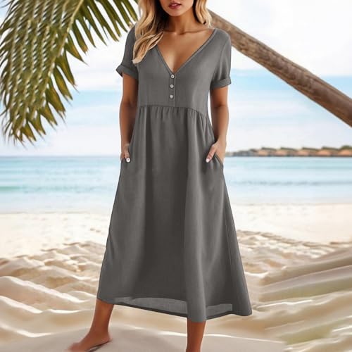 Robe d'été décontractée fluide avec poches pour masquer les rondeurs - 2
