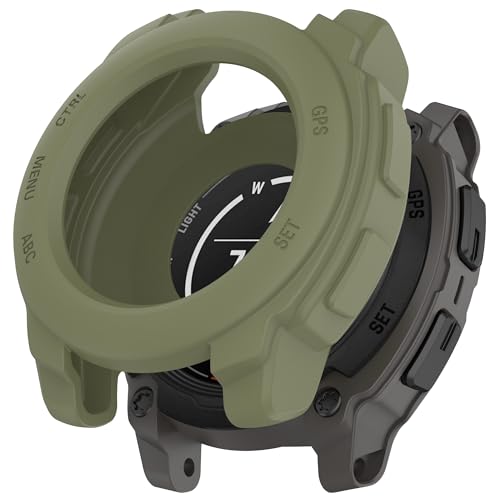 DHK RETAIL �E�H�b�`�P�[�X �V���R���ϏՌ��o���p�[�t���[���AGarmin Instinct E 40mm �p - �A�[�~�[�O���[��