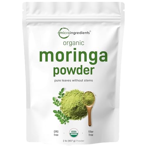 Organic Moringa Oleifera Leaf Powder, 2 Pounds, Rich in Antioxidants and Immune Vitamin, Great Superfoods for Moringa Tea, Moringa Drink, India Grown, Vegan 32 Ounce (Pack of 1)