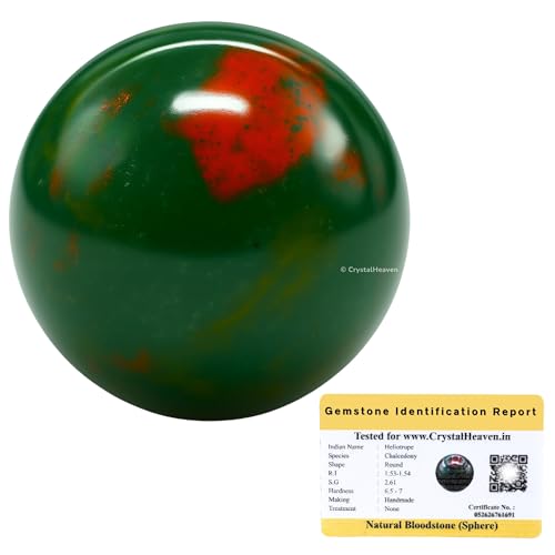 Image of Certified Bloodstone Crystal Ball for Meditation - Premium Crystal Vastu Items for Home and Feng Shui Items for Good Luck - Ideal for Pooja Supplies and Spiritual Practices (1 Inch)