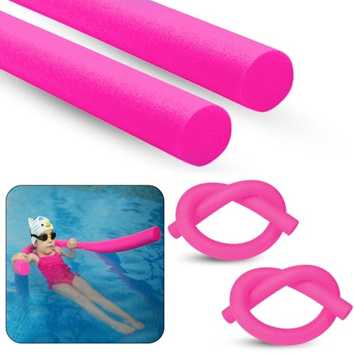 ASAB Swimming Pool Noodle | Swim Aid, Aqua Aerobics, Exercise Noodle | Float Aid Vertical | Flexible, Soft & Durable Foam Sticks | Support For Kids and Adults Training Swim Noodle (PINK 2 PACK)
