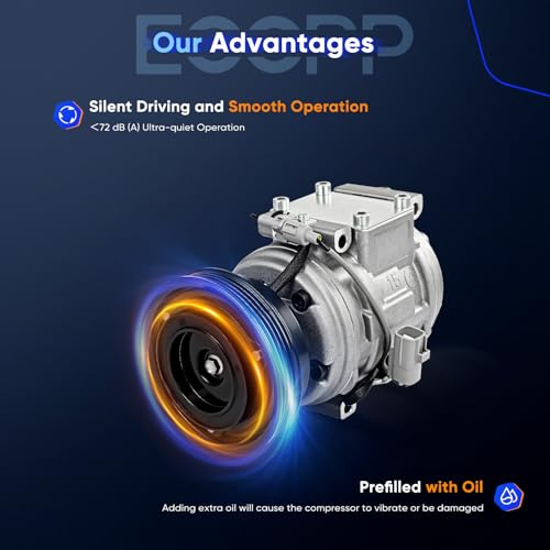 Image of ECCPP AC Compressor with Clutch Fit for Toyota RAV4 2.0L 1998-2000 | 77322,78322 Fast Cooling AC Compressor Low Vibration Under 72db Reduces Engine Load Fuel Efficient