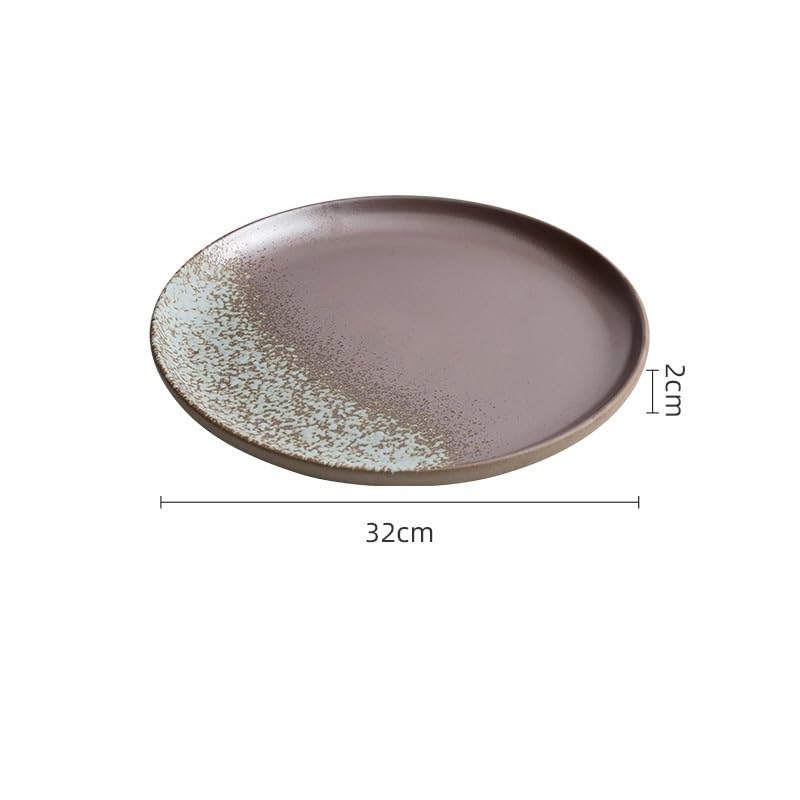 Talerze Retro Ceramiczne Okrągłe Hotelowe Talerze Zachodnie Jedzenie Kuchnia Sałatka Restauracja Zastawa stołowa Kreatywny Dom Matowy (12 cali Jeden Rozmiar)