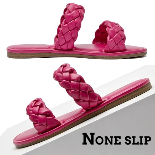 Image of Ruiee Wide Width Flat Sandals for Women. | Wide Width Sandals, X-Wide Feet Slides, Summer Braided Flat Slides, Versatile, Fashion Comfort