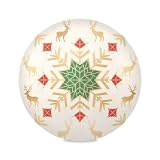 Merry Christmas Geometric Snowflake and Deer Natural placemats Round Linen Waterproof placemat tapetes para mesa de sala 15.4x15.4in Set of 6