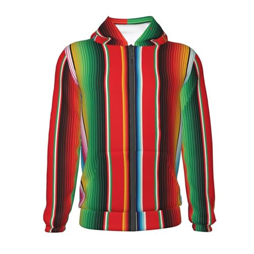 Mexican Serape Blanket Stripes Kid Hoodies Boys Zip Up Sweatshirts Girls Pullover with Pocket2