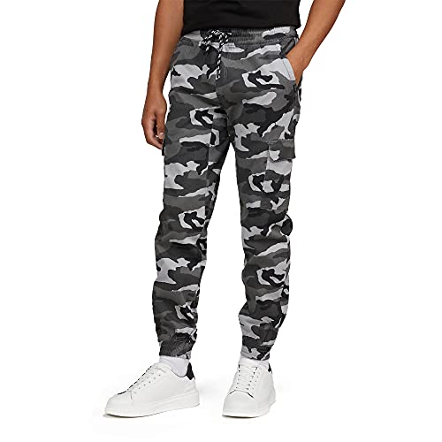 Mens Stretch Twill Comfort Fit Elastic Waist Cargo Jogger Pants Street Camo X-Large #TOP27