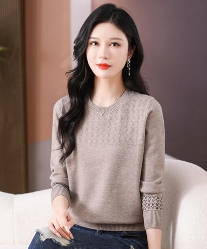 Rivccku Women's Wool Sweater Fall Winter Casual Crewneck Long Sleeve Ribbed Knitted Pullover Sweater Jumper2