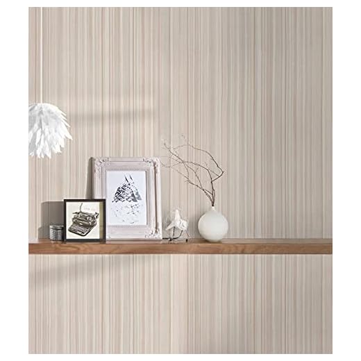A.S. Création 378173 - Papel pintado, diseño de rayas, color beige, gris y blanco mate, textura mate, color beige y blanco