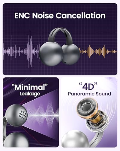 mojawa StarClip Open-Ear Wireless Bluetooth Headphones, Clip-On Earbuds with Soft Silicone Pads, 4D Panoramic Sound, Enhanced Comfort & Secure Fit, IP54 Water-Resistant Ear Grips for Workout, Black - Image 5