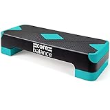 Core Balance Exercise Step 2 Level Height Adjustable 10cm/15cm, Aerobic Stepper for Home Gym, Fitness Training, Cardio, Weights, Yoga, Workout, Non Slip Platform (L69cm x W28cm x H10/15cm) - Teal