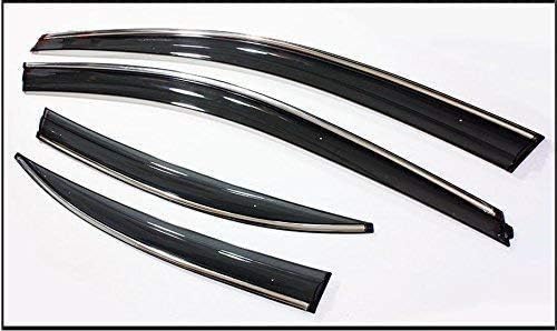 Decode Car rain window door visor wind deflectors and sunshield protectors with Chrome/Silver linning for car KUV 100
