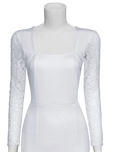 Tam Ware Womens Stylish Lace Long Sleeve Bodycon Zip Midi Dress Twcwd126-White-Us S #TOP4