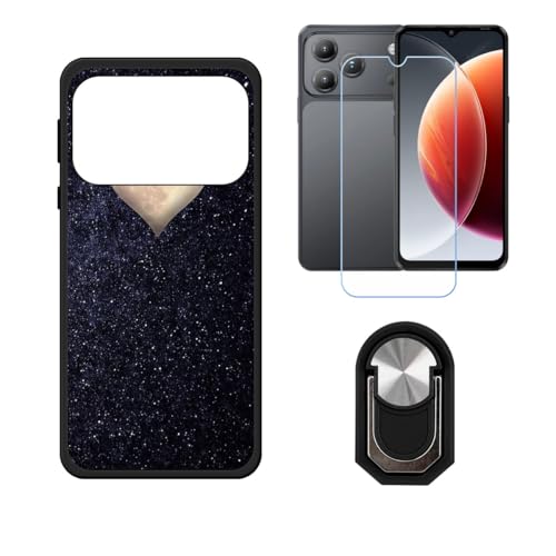 BMPNLSZ �K�pBlackview Wave 7C�p+HD�����K���X�ɓK�����ėpTPU�P�[�X�A�V���J�Q���P�[�X�o���p�[�ی�o�b�N�P�[�X-�ɓK����9�d�x�X�N���C�u�h�~�X�N���[���v���e�N�^(6,56") + ���O���\�Ŕėp�I��360�x��]�\�ȃX�e���g