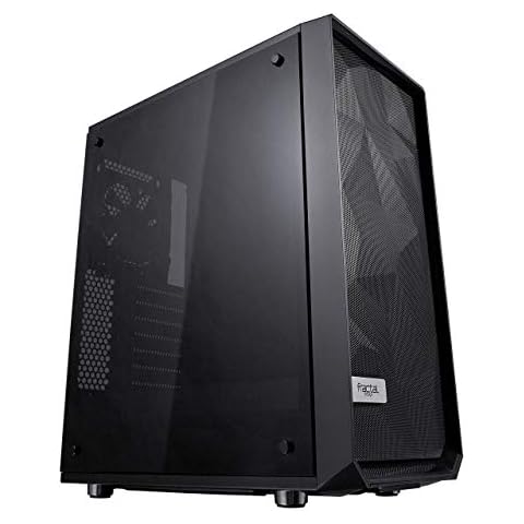 Fractal Design Meshify C - Compact Computer Case - High Performance Airflow/Cooling - 2X Fans Included - PSU Shroud - Modular Interior - Water-Cooling Ready - USB3.0 - Tempered Glass - Blackout Cover